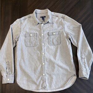 GAP Light Gray Button-Down Denim Shirt